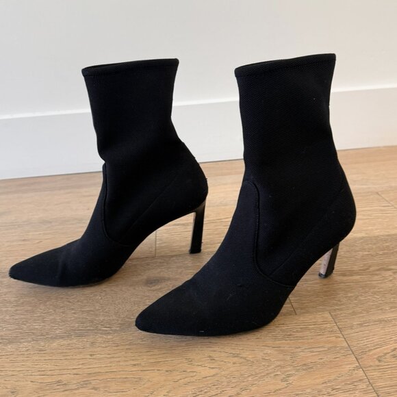 STUART WEITZMAN RAPTURE 75MM Navy Stretch Ankle Booties  Stuart Weitzman Rapture 75 Bootie - Size 10